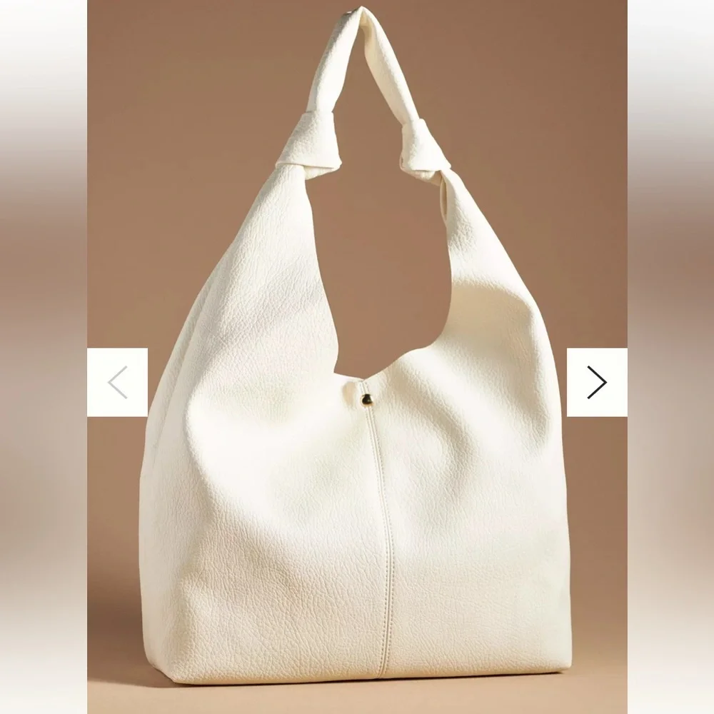 Anthropologie Cream Knotted-Handle Hobo Bag